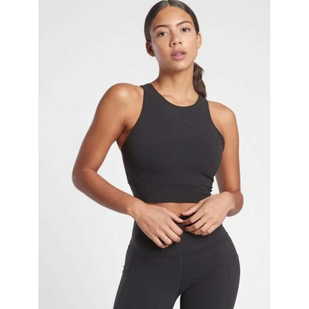Athleta Conscious high neck compression athletic yoga shelf bra cropped tank top